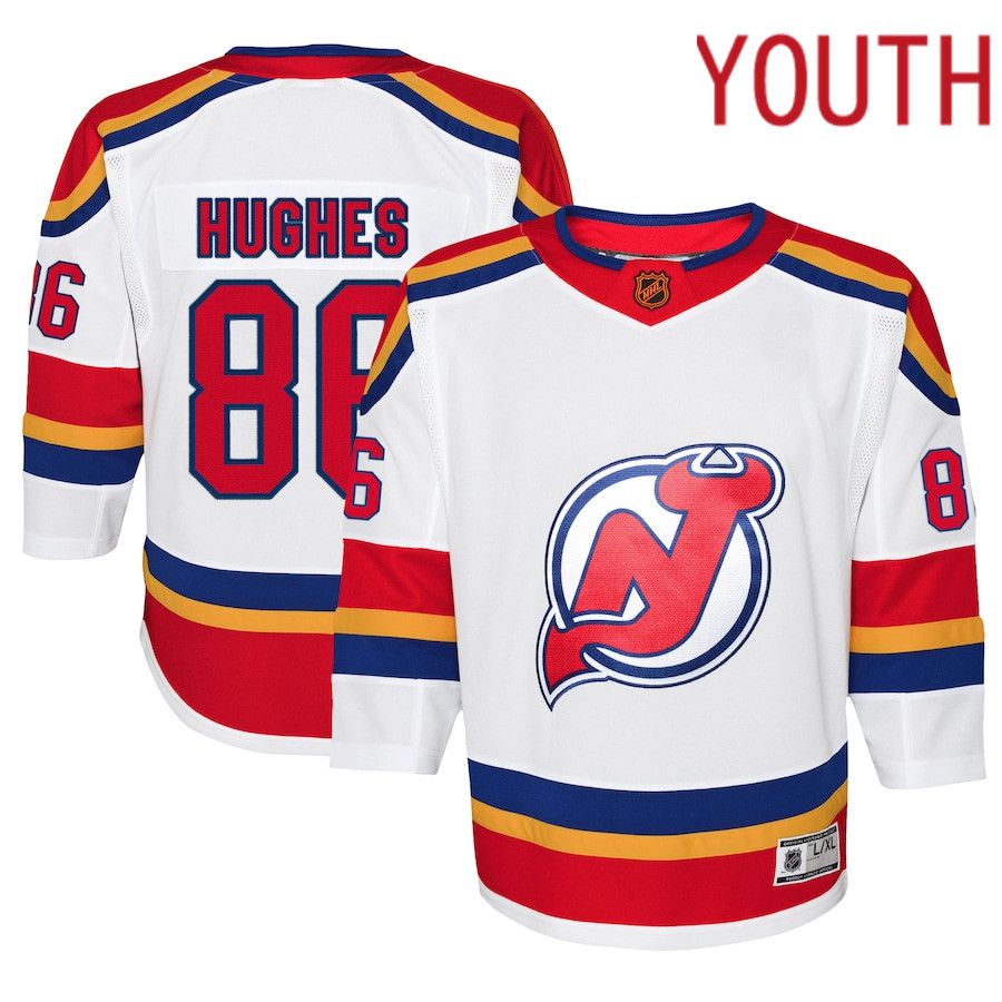 Youth New Jersey Devils #86 Jack Hughes White Special Edition Premier Player NHL Jersey->youth nhl jersey->Youth Jersey